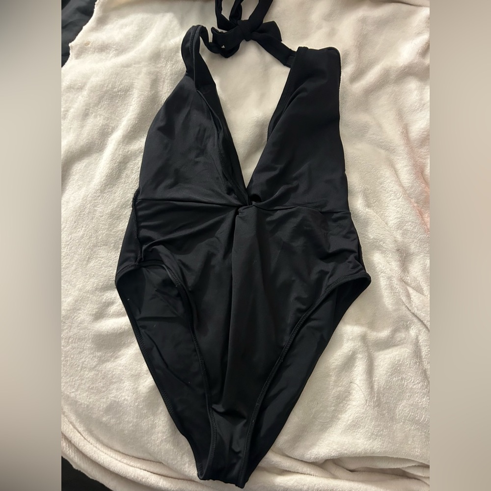 Black high cut one piece